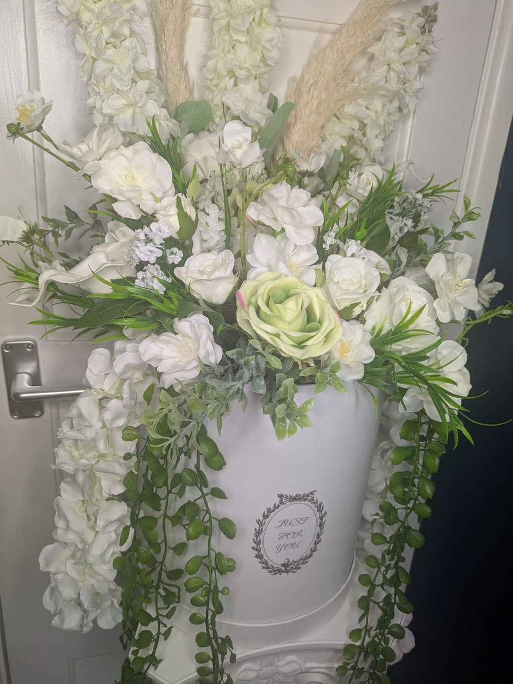 XL tall Hatbox in Cream and Green