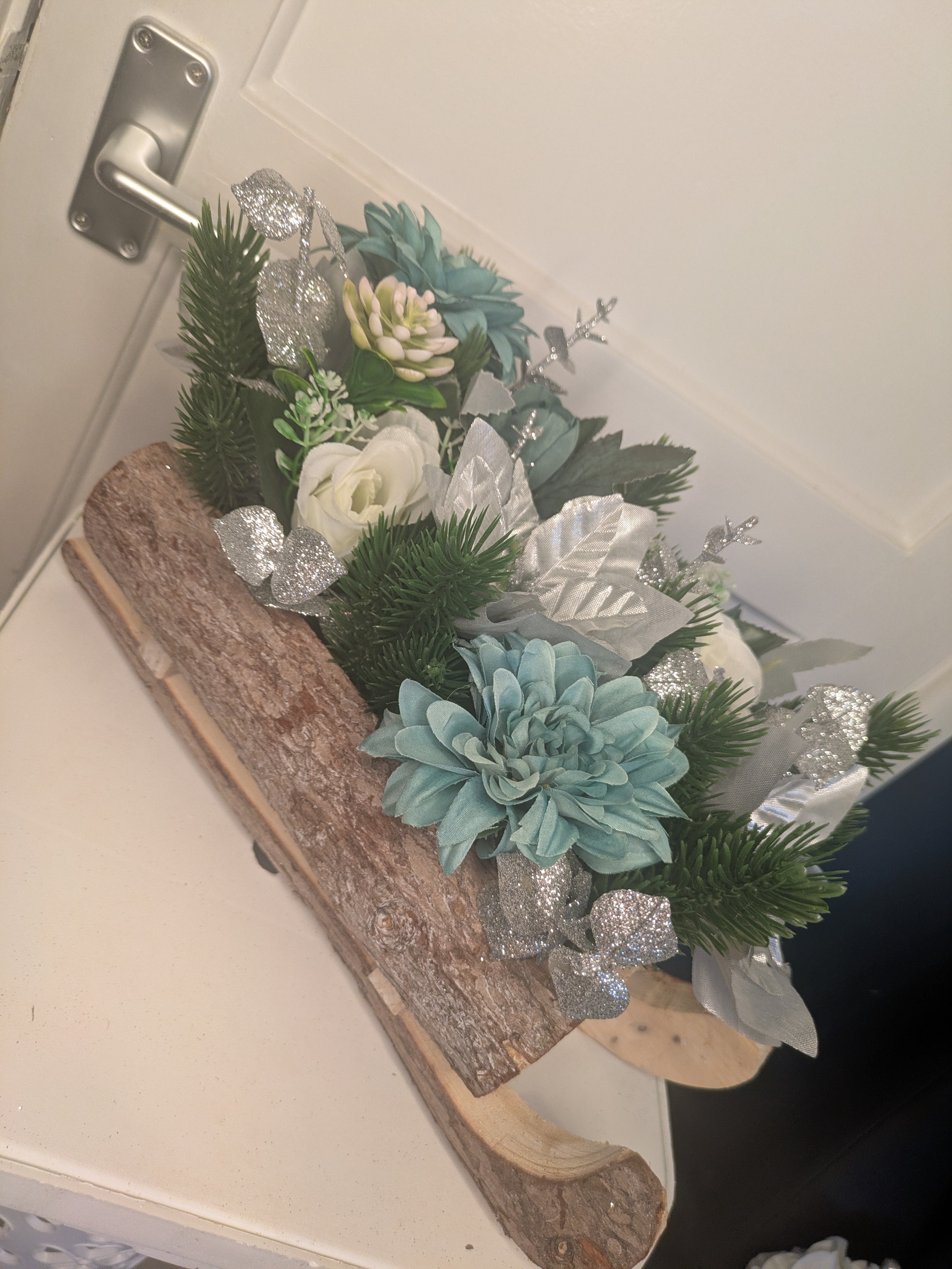 Blue and Silver Sledge Arrangement