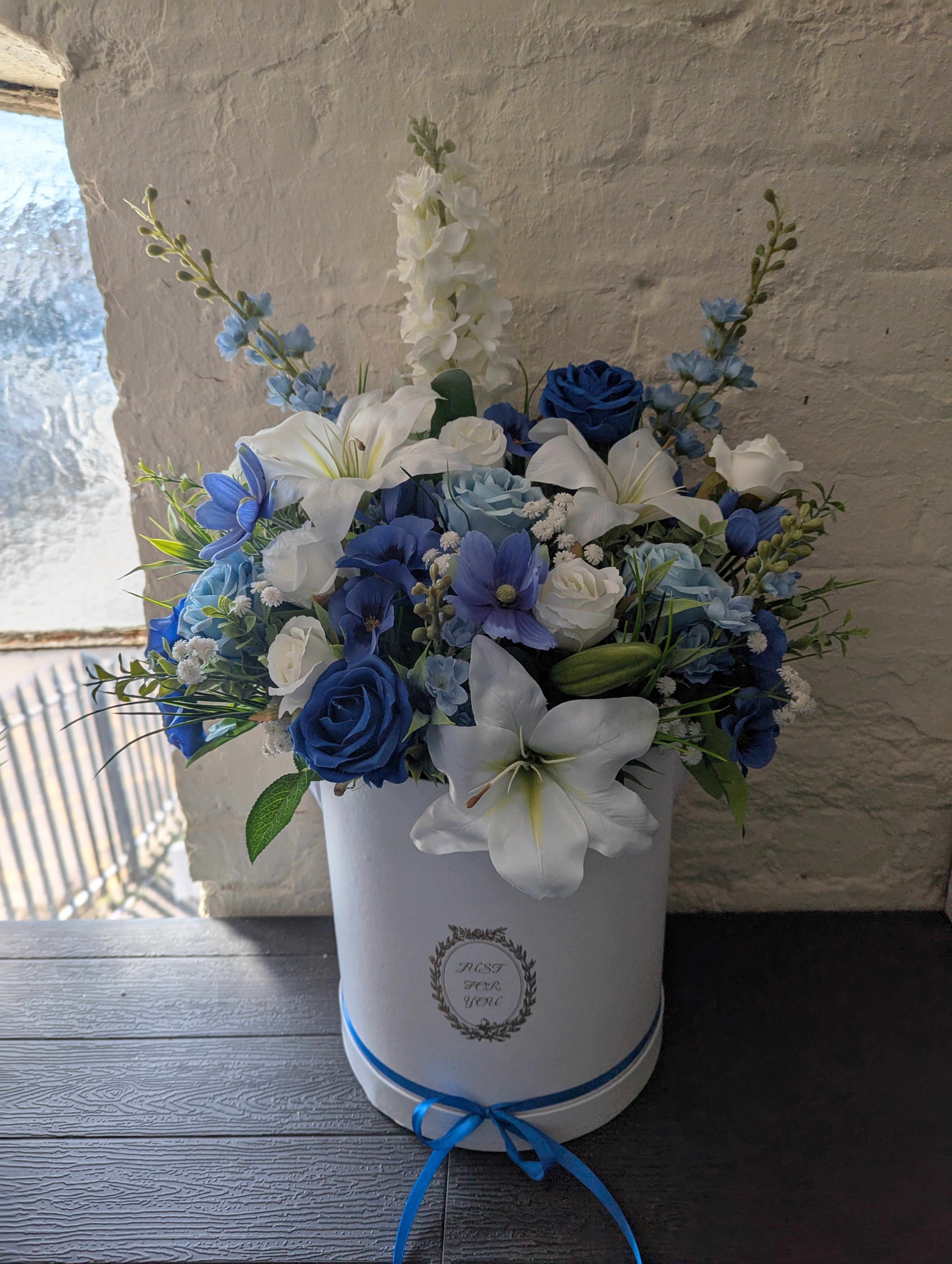 Blue & White Hatbox