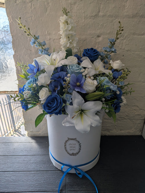 Blue & White Hatbox
