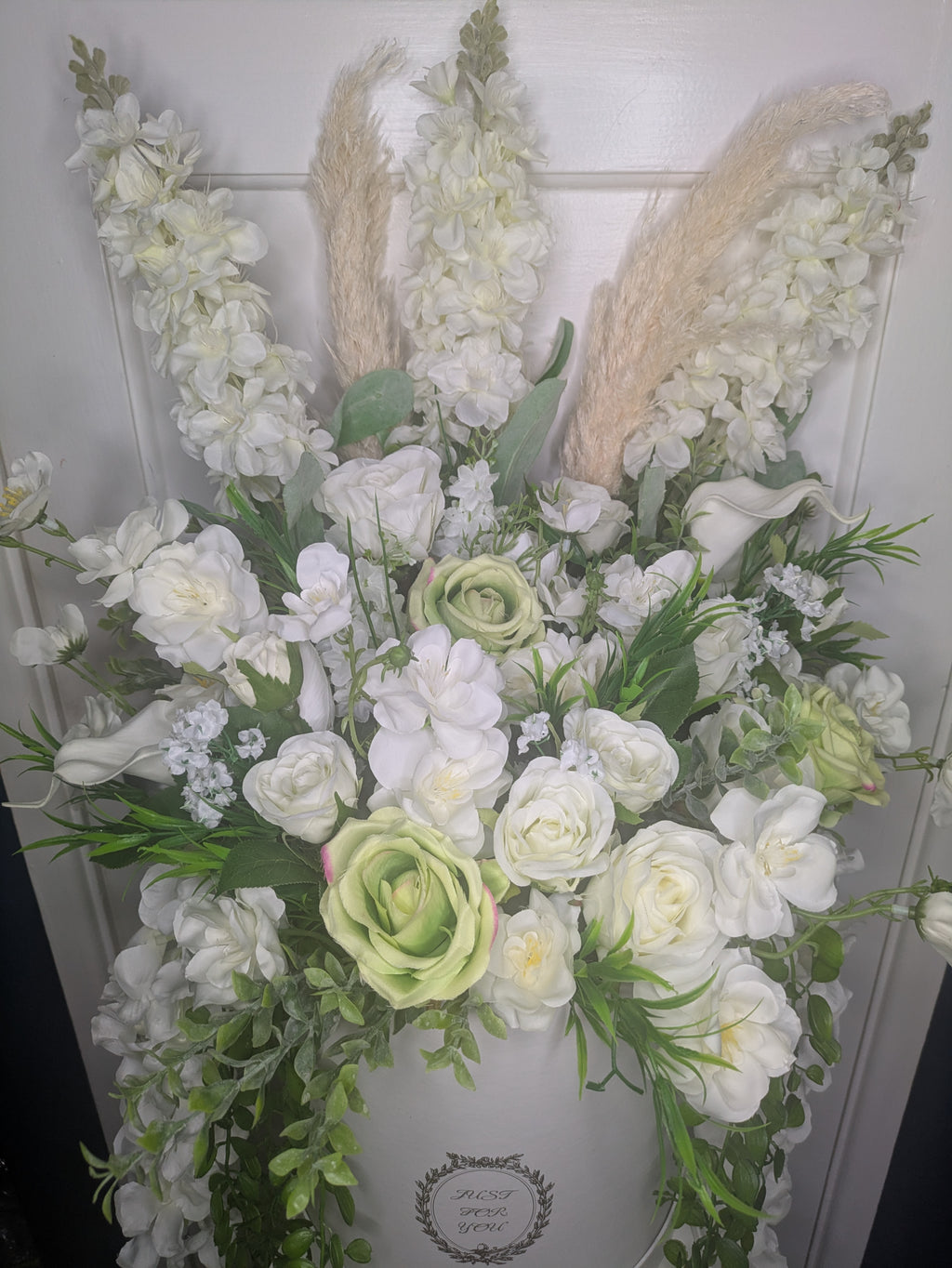 XL tall Hatbox in Cream and Green