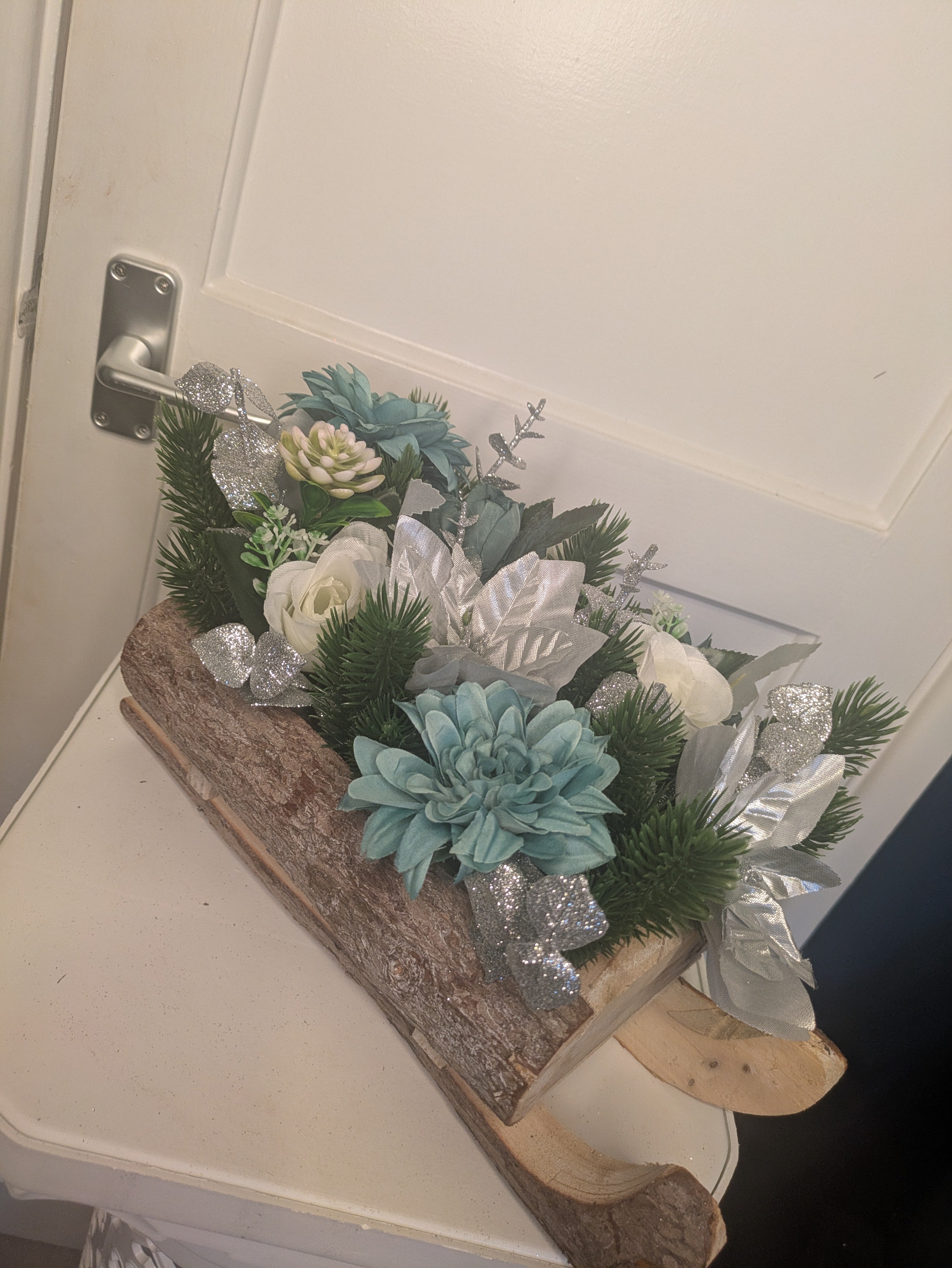 Blue and Silver Sledge Arrangement